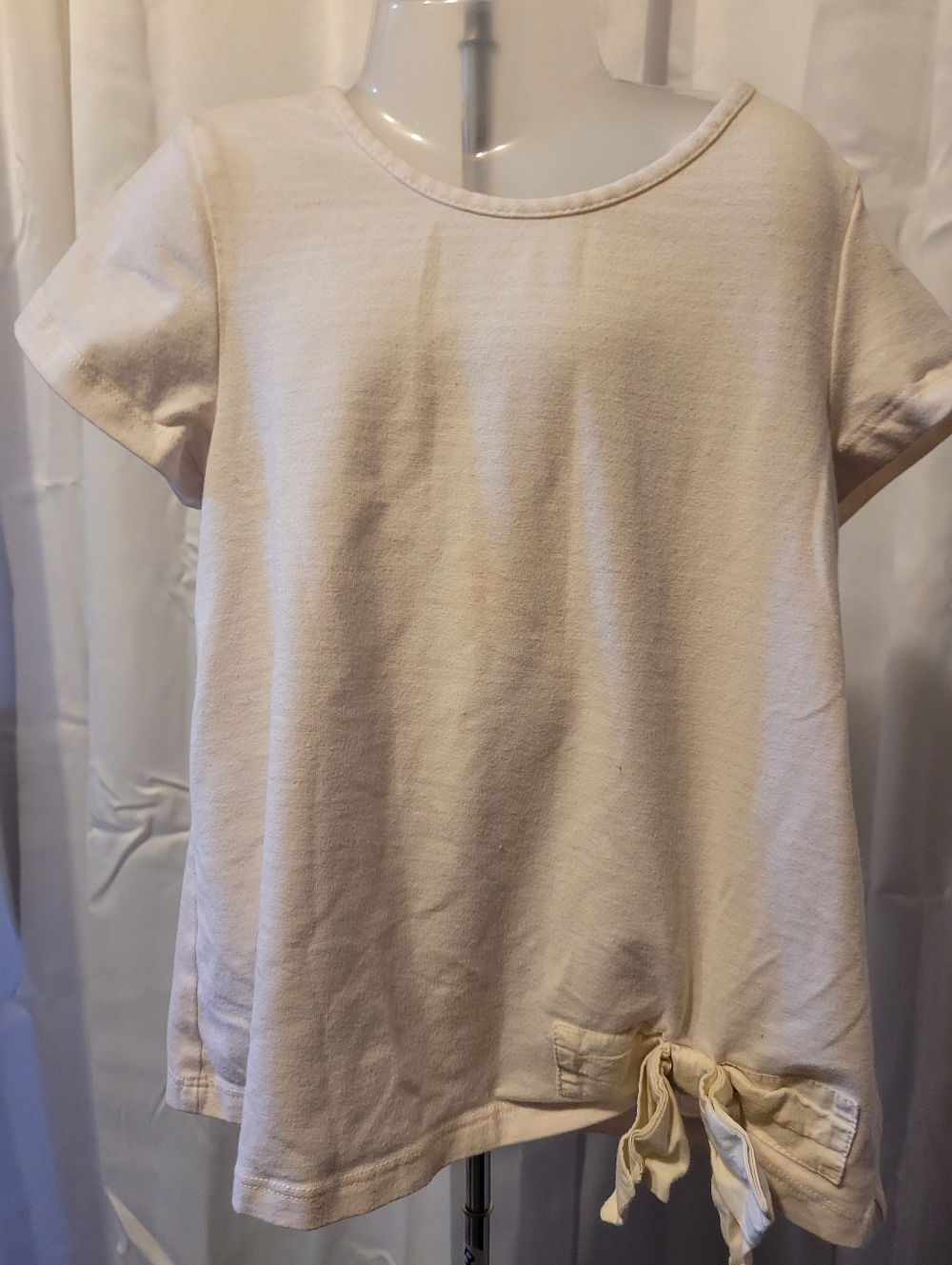 Cynthia Rowley Cream Short Sleeve Tie-Hem Kids Top
